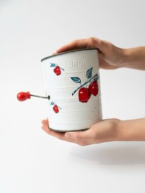 Cute Vintage Flour Sifter With Red Apples